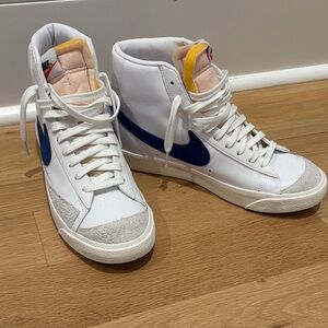Nike White and Navy High-Top Sneakers